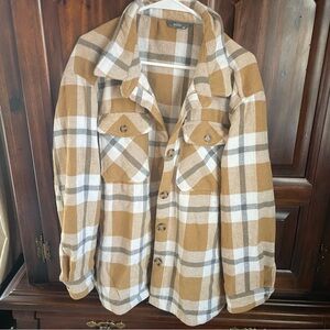 Plaid Shacket in Neutral Tones